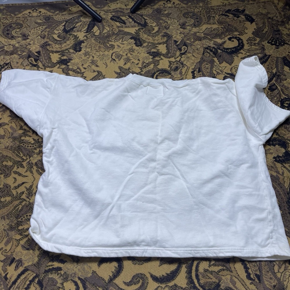 Vtg 90s Bellows Brut Briquet Women's White Shirt Trimmed Patchwork One Size - Picture 6 of 6